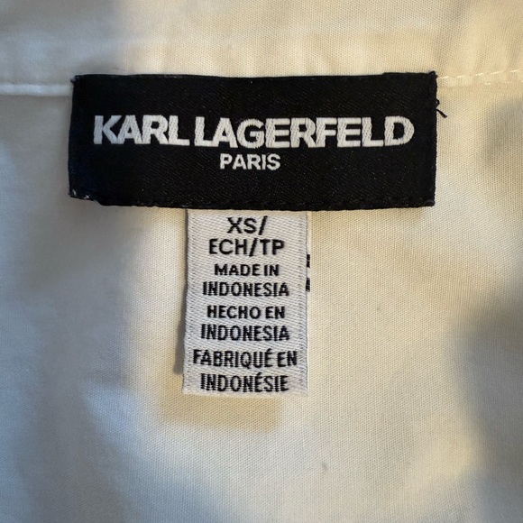 Karl Lagerfeld White Button Down Shirt with Black Graphic - Picture 6 of 7